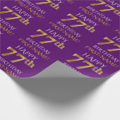 Papier Cadeau Purple, Faux Gold "HAPPY 77th BIRTHDAY" (Coin)