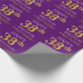 Papier Cadeau Purple, Faux Gold "HEUREUX 38e anniversaire" (Coin)