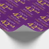 Papier Cadeau Purple, Faux Gold "HEUREUX 42e anniversaire" (Coin)