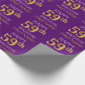 Papier Cadeau Purple, Faux Gold "HEUREUX 59ème anniversaire" (Coin)