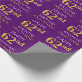 Papier Cadeau Purple, Faux Gold "HEUREUX 62e anniversaire" (Coin)
