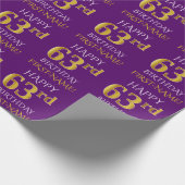Papier Cadeau Purple, Faux Gold "HEUREUX 63e anniversaire" (Coin)