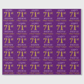 Papier Cadeau Purple, Faux Gold "HEUREUX 71ème anniversaire" (Plat)