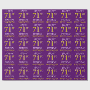 Papier Cadeau Purple, Faux Gold "HEUREUX 71ème anniversaire"