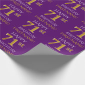 Papier Cadeau Purple, Faux Gold "HEUREUX 71ème anniversaire" (Coin)