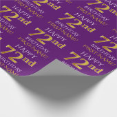 Papier Cadeau Purple, Faux Gold "HEUREUX 72e anniversaire" (Coin)