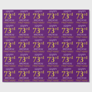 Papier Cadeau Purple, Faux Gold "HEUREUX 73e anniversaire"