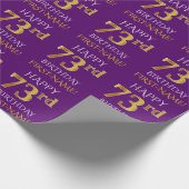 Papier Cadeau Purple, Faux Gold "HEUREUX 73e anniversaire" (Coin)