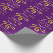 Papier Cadeau Purple, Faux Gold "HEUREUX 76e ANNIVERSAIRE" (Coin)
