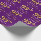Papier Cadeau Purple, Faux Gold "HEUREUX 99ème anniversaire" (Coin)