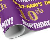 Papier Cadeau Purple, Faux/Imitation Gold, "10e anniversaire" (Coin rond)