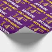 Papier Cadeau Purple, Faux/Imitation Gold, "14e anniversaire" (Coin)