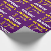 Papier Cadeau Purple, Faux/Imitation Gold, "17e anniversaire" (Coin)