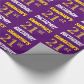 Papier Cadeau Purple, Faux/Imitation Gold, "21e ANNIVERSAIRE" (Coin)