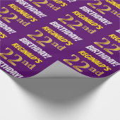 Papier Cadeau Purple, Faux/Imitation Gold, "22e anniversaire" (Coin)