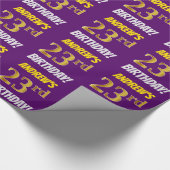 Papier Cadeau Purple, Faux/Imitation Gold, "23e anniversaire" (Coin)