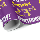 Papier Cadeau Purple, Faux/Imitation Gold, "23e anniversaire" (Coin rond)