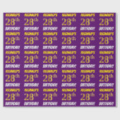 Papier Cadeau Purple, Faux/Imitation Gold, "28e ANNIVERSAIRE" (Plat)