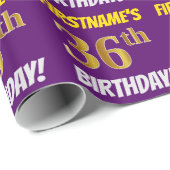Papier Cadeau Purple, Faux/Imitation Gold, "36e anniversaire" (Coin rond)