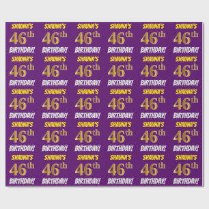 Papier Cadeau Purple, Faux/Imitation Gold, "46e anniversaire"