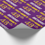 Papier Cadeau Purple, Faux/Imitation Gold, "48e ANNIVERSAIRE" (Coin)