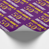 Papier Cadeau Purple, Faux/Imitation Gold, "50e ANNIVERSAIRE" (Coin)