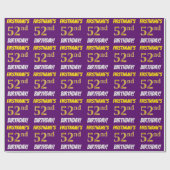 Papier Cadeau Purple, Faux/Imitation Gold, "52e anniversaire" (Plat)