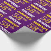 Papier Cadeau Purple, Faux/Imitation Gold, "58e ANNIVERSAIRE" (Coin)