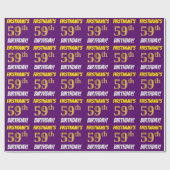 Papier Cadeau Purple, Faux/Imitation Gold, "59e ANNIVERSAIRE" (Plat)