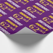 Papier Cadeau Purple, Faux/Imitation Gold, "62e anniversaire" (Coin)