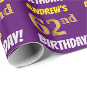 Papier Cadeau Purple, Faux/Imitation Gold, "62e anniversaire" (Coin rond)