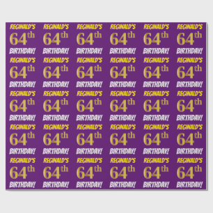 Papier Cadeau Purple, Faux/Imitation Gold, "64e anniversaire"