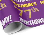 Papier Cadeau Purple, Faux/Imitation Gold, "77e anniversaire" (Coin rond)
