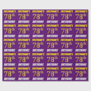 Papier Cadeau Purple, Faux/Imitation Gold, "78e ANNIVERSAIRE"