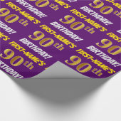 Papier Cadeau Purple, Faux/Imitation Gold, "90e ANNIVERSAIRE" (Coin)