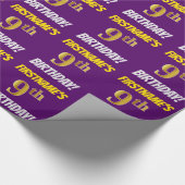 Papier Cadeau Purple, Faux/Imitation Gold, "9e anniversaire" (Coin)