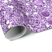 Papier Cadeau Purple Faux Parties scintillant et droplets cardia (Coin rond)