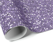 Papier Cadeau Purple Faux Sparkle Parties scintillant Anniversai (Coin rond)