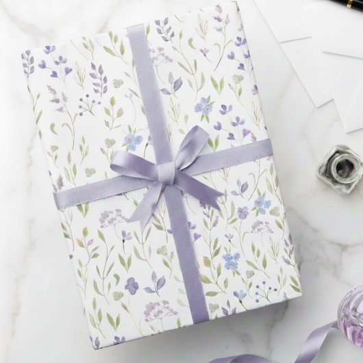 Papier Cadeau Purple Floral Wrapping Paper