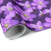 Papier Cadeau Purple Flowers Pattern (Coin rond)