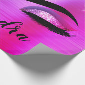 Papier Cadeau Purple Glitter Sparkle Eyelashes Monogram (Coin)