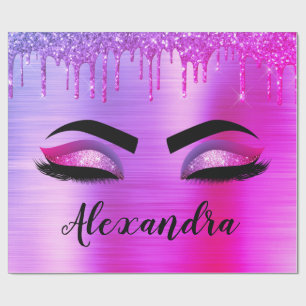 Papier Cadeau Purple Glitter Sparkle Eyelashes Monogram
