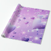 Papier Cadeau Purple Glow Heart Wrapping Paper (Déroulé)