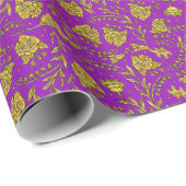 Papier Cadeau Purple & Gold Floral Wrapping Paper (Coin rond)
