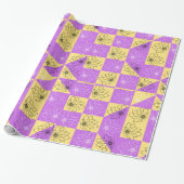 Papier Cadeau Purple gold Flower seamless Checkerboard pattern (Déroulé)
