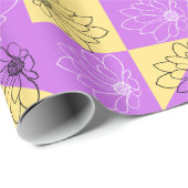 Papier Cadeau Purple gold Flower seamless Checkerboard pattern (Coin rond)