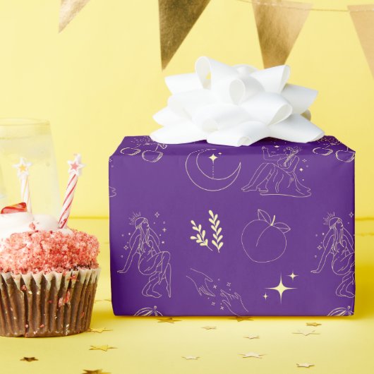 Papier Cadeau Purple Gold Goddess Tattoo Pattern (Fête d'anniversaire)