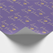 Papier Cadeau Purple Gold Luxe Parties scintillant Aimer Coeurs  (Coin)