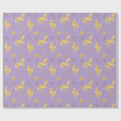Papier Cadeau Purple Gold Magical Unicorn Birthday (Plat)