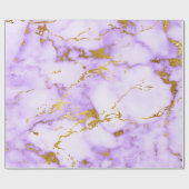 Papier Cadeau Purple Gold Pastel Marbre blanc brillant (Plat)